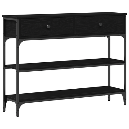 Konsolbord Sort Eg 100X25X75 Cm Ingeniørtræ & Stål