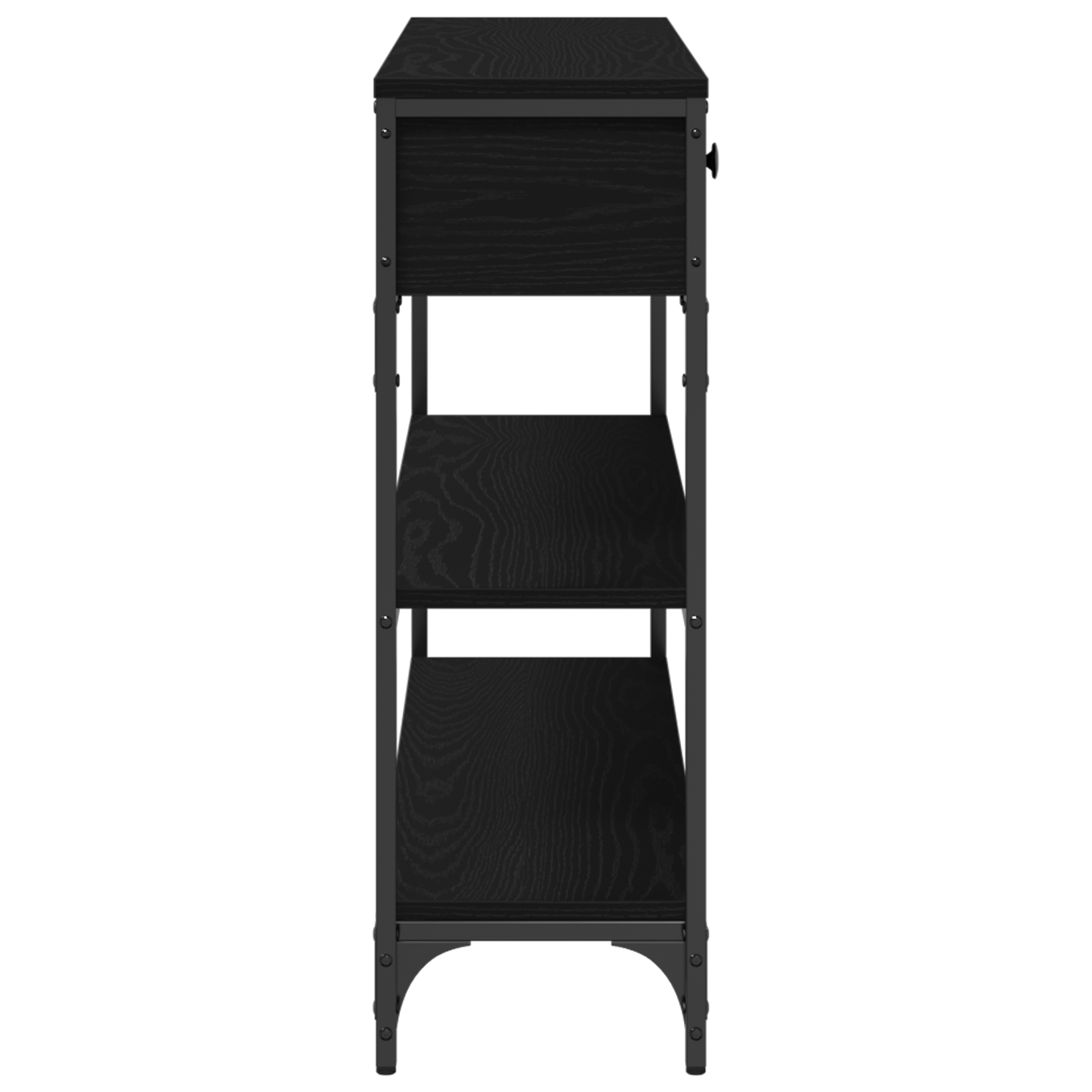 Konsolbord Sort Eg 100X25X75 Cm Ingeniørtræ & Stål