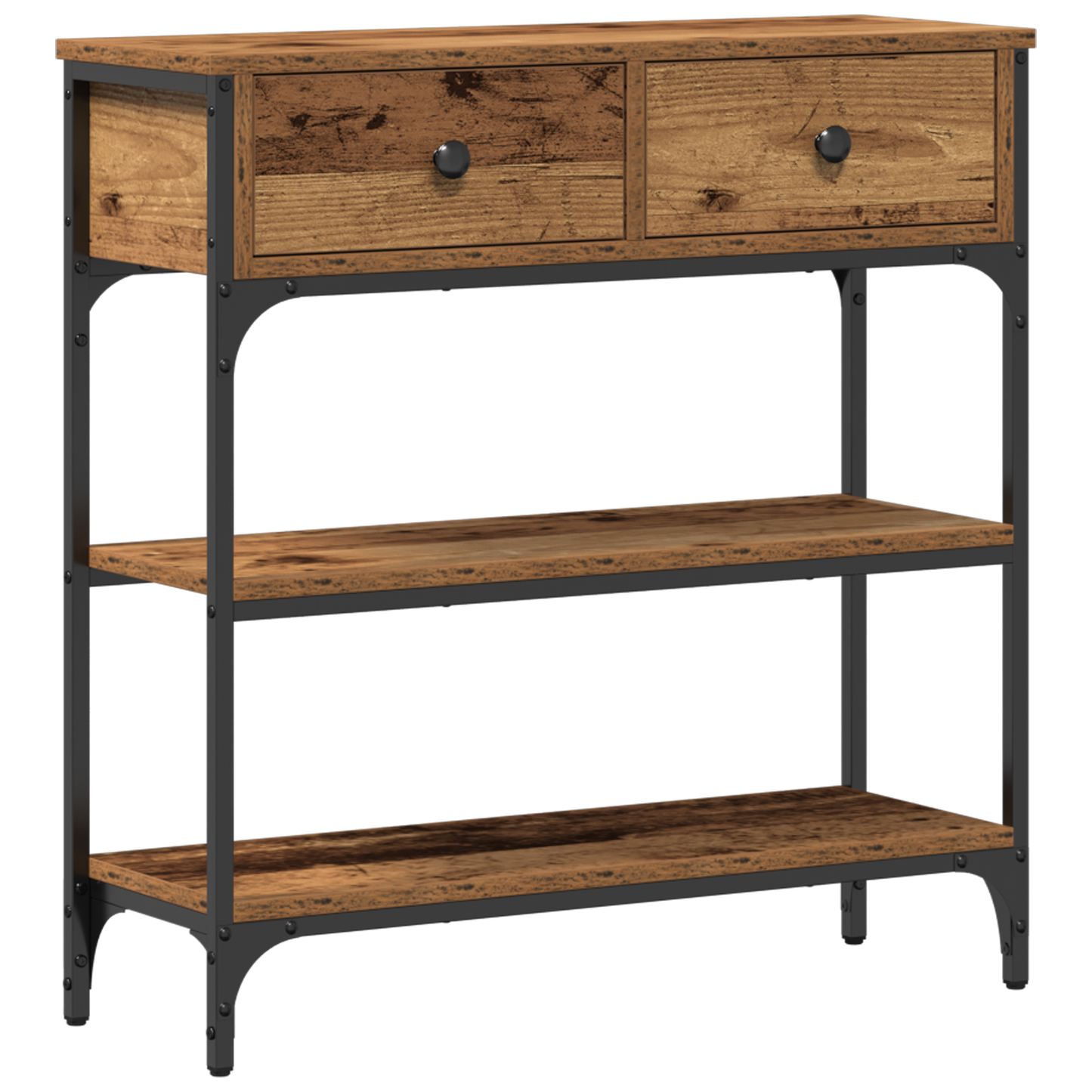 Konsolbord Gamle Træ 72,5X25X75 Cm Ingeniørtræ & Stål