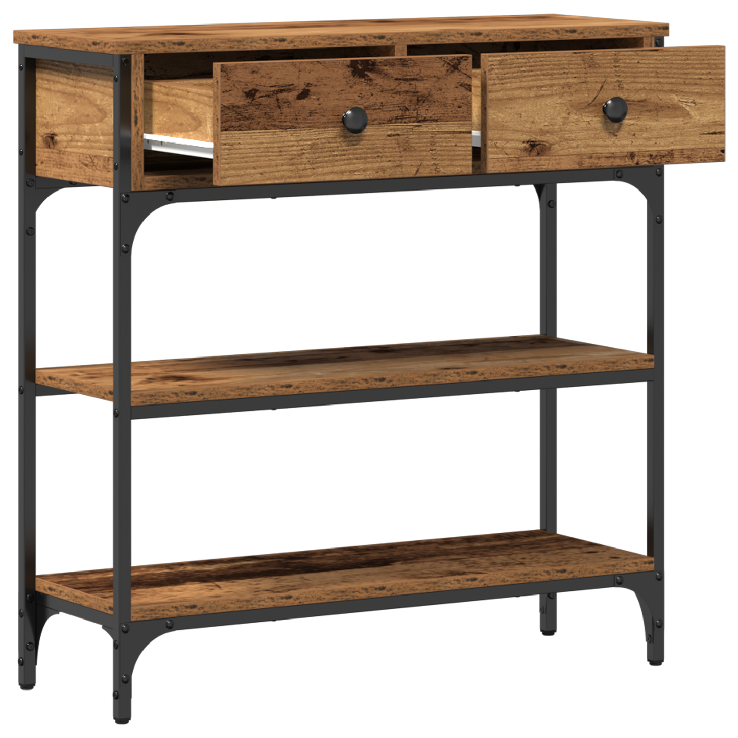 Konsolbord Gamle Træ 72,5X25X75 Cm Ingeniørtræ & Stål