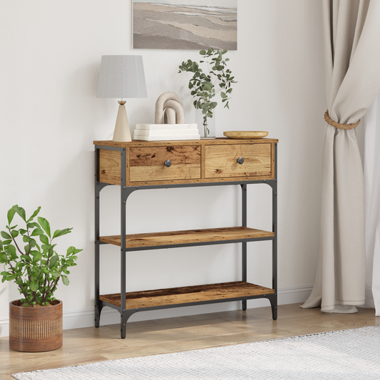 Konsolbord Gamle Træ 72,5X25X75 Cm Ingeniørtræ & Stål