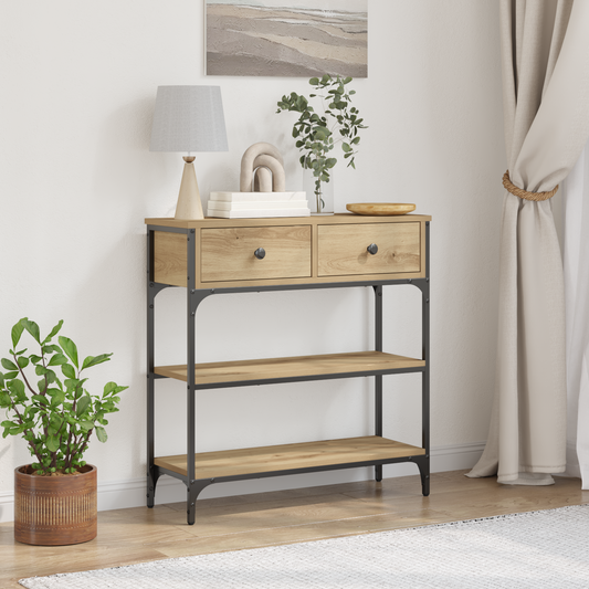 Console Table Artisan Egetræ 72,5X25X75 Cm Ingeniørtræ & Stål