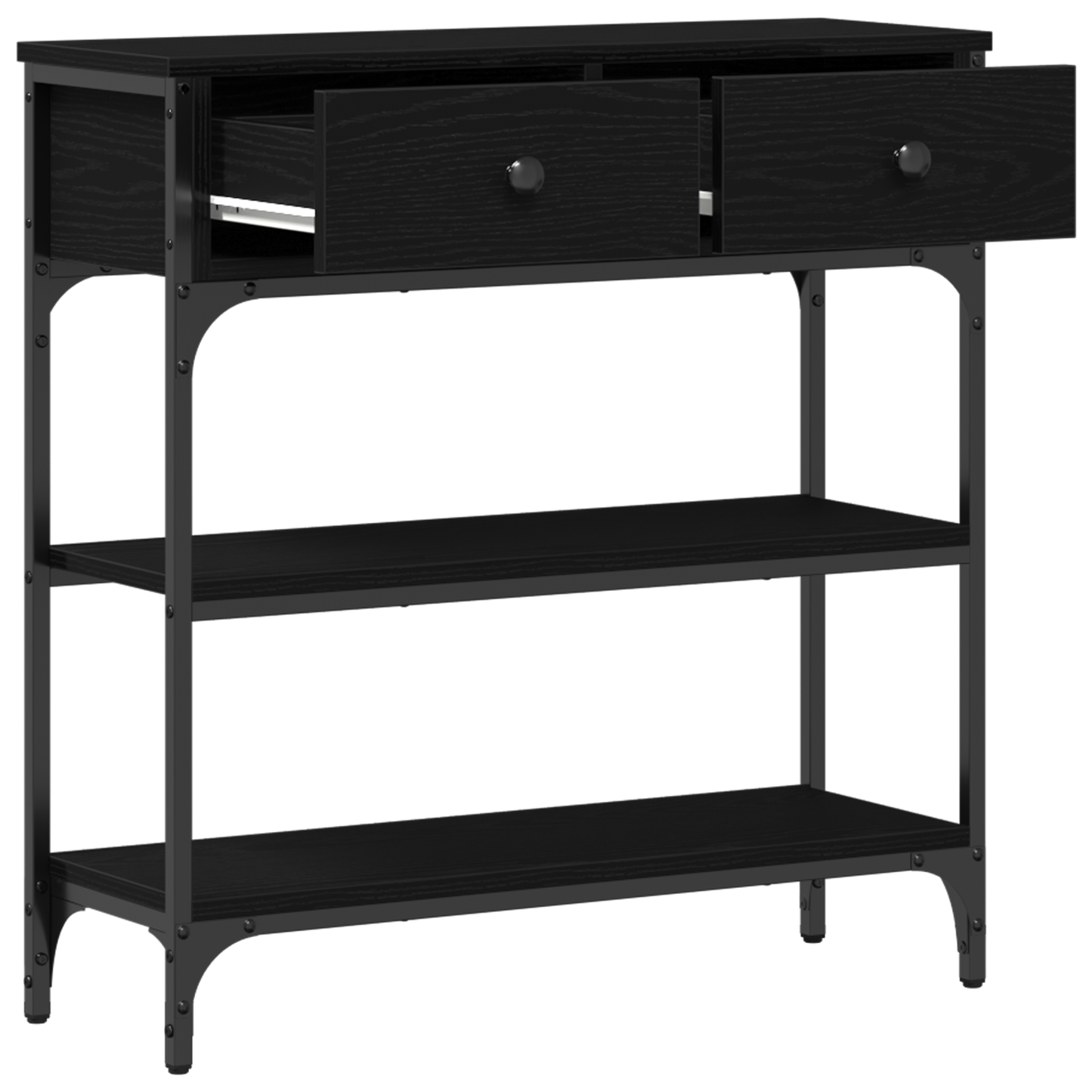 Konsolbord Sort Eg 72,5X25X75 Cm Konstrueret Træ & Stål