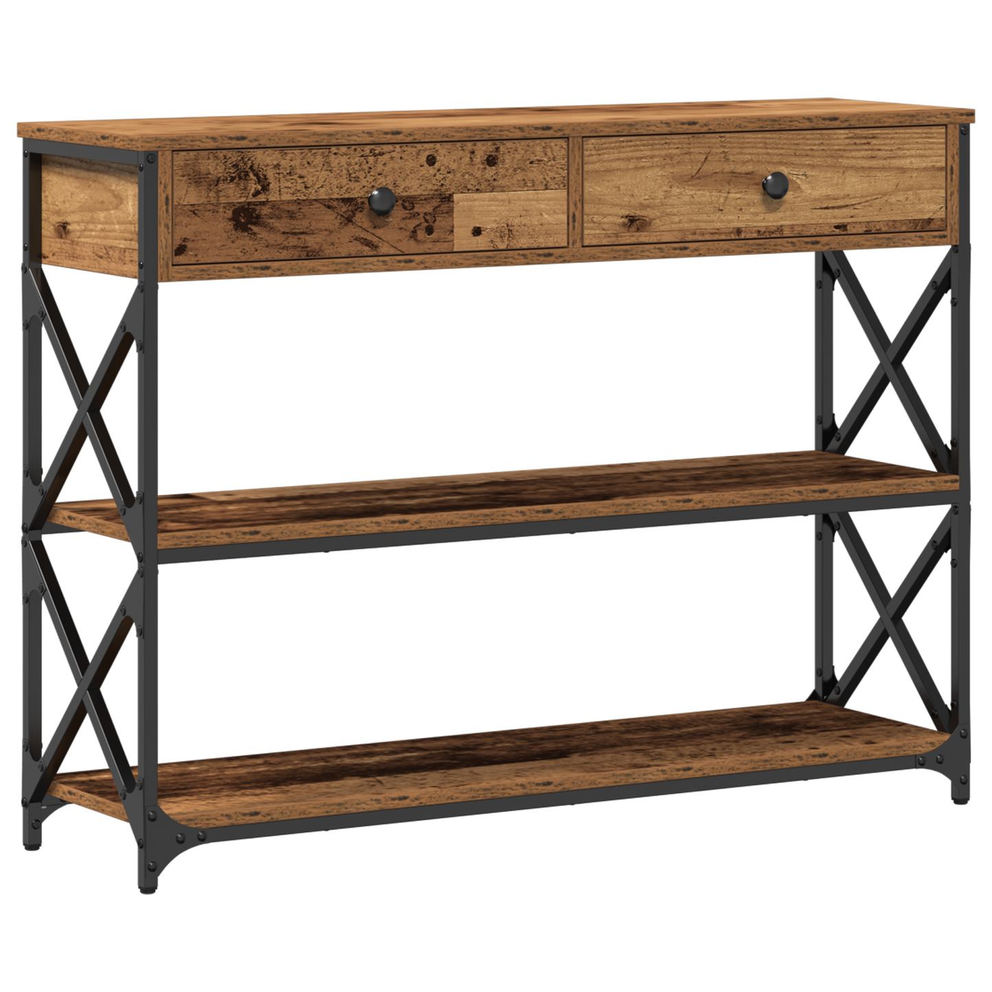 Konsolbord Gamle Træ 100X28X75 Cm Ingeniørtræ & Stål