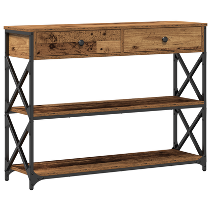 Konsolbord Gamle Træ 100X28X75 Cm Ingeniørtræ & Stål