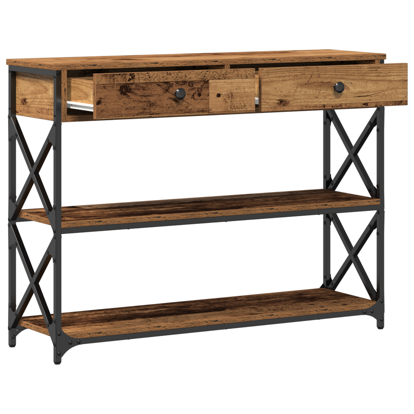 Konsolbord Gamle Træ 100X28X75 Cm Ingeniørtræ & Stål