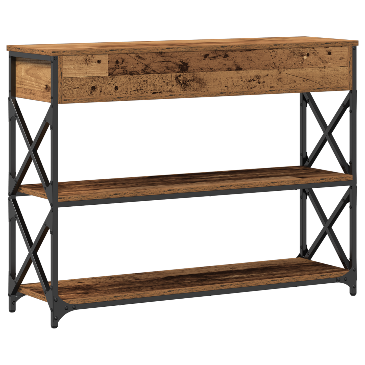 Konsolbord Gamle Træ 100X28X75 Cm Ingeniørtræ & Stål