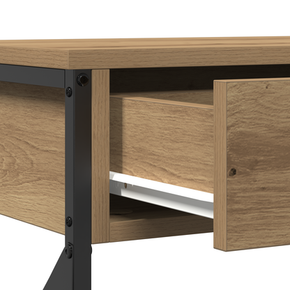 Konsolbord Artisan Egetræ 100X28X75 Cm Ingeniørtræ & Stål