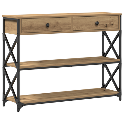 Konsolbord Artisan Egetræ 100X28X75 Cm Ingeniørtræ & Stål