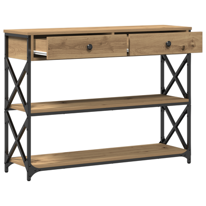 Konsolbord Artisan Egetræ 100X28X75 Cm Ingeniørtræ & Stål
