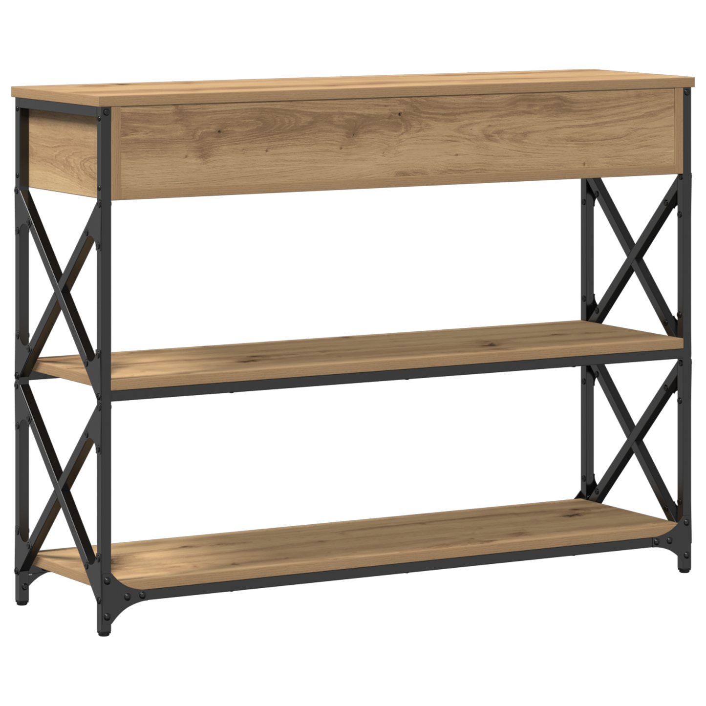 Konsolbord Artisan Egetræ 100X28X75 Cm Ingeniørtræ & Stål