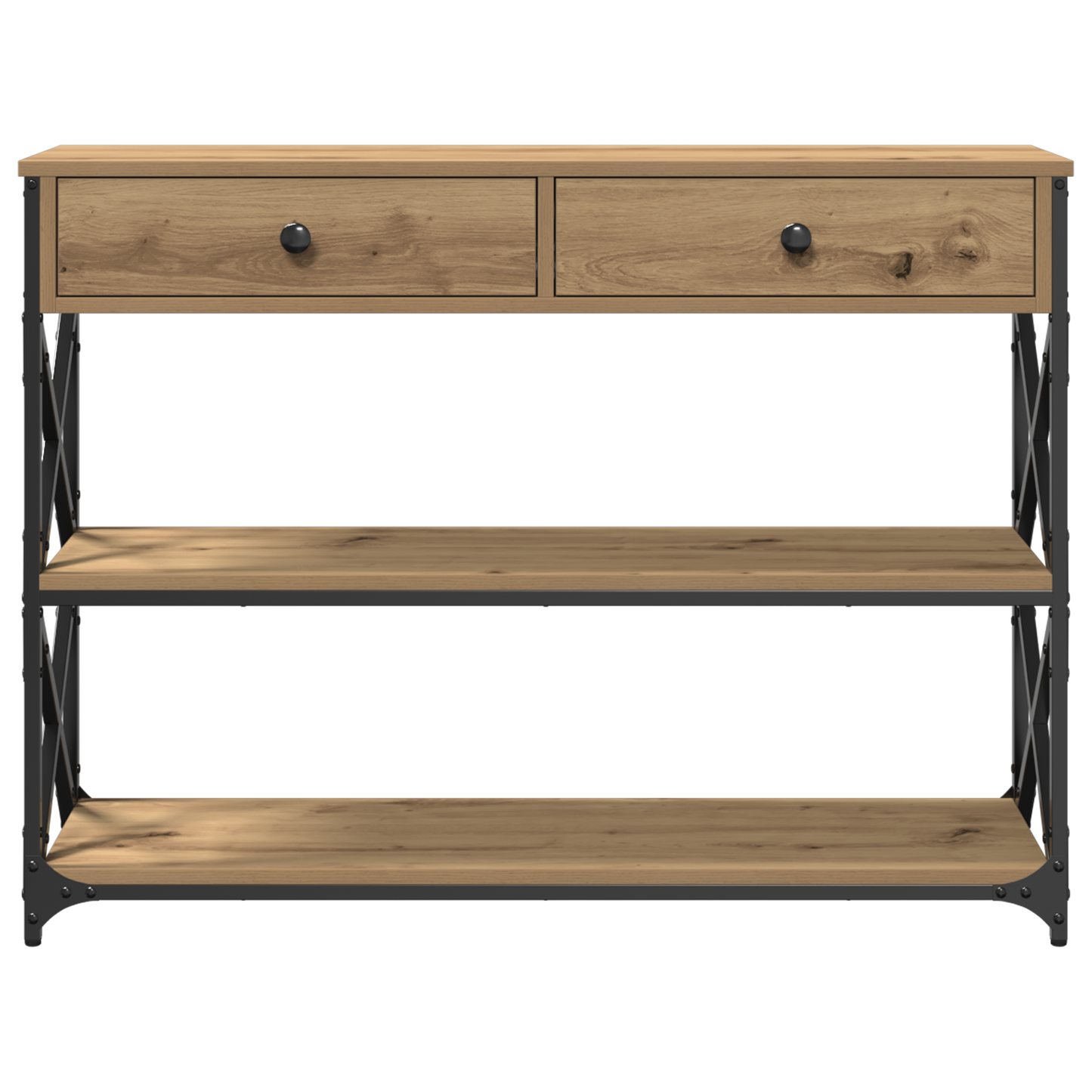 Konsolbord Artisan Egetræ 100X28X75 Cm Ingeniørtræ & Stål