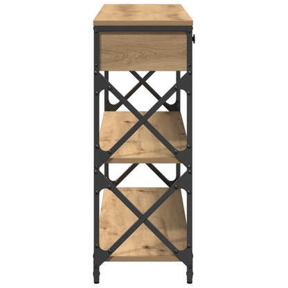 Konsolbord Artisan Egetræ 100X28X75 Cm Ingeniørtræ & Stål