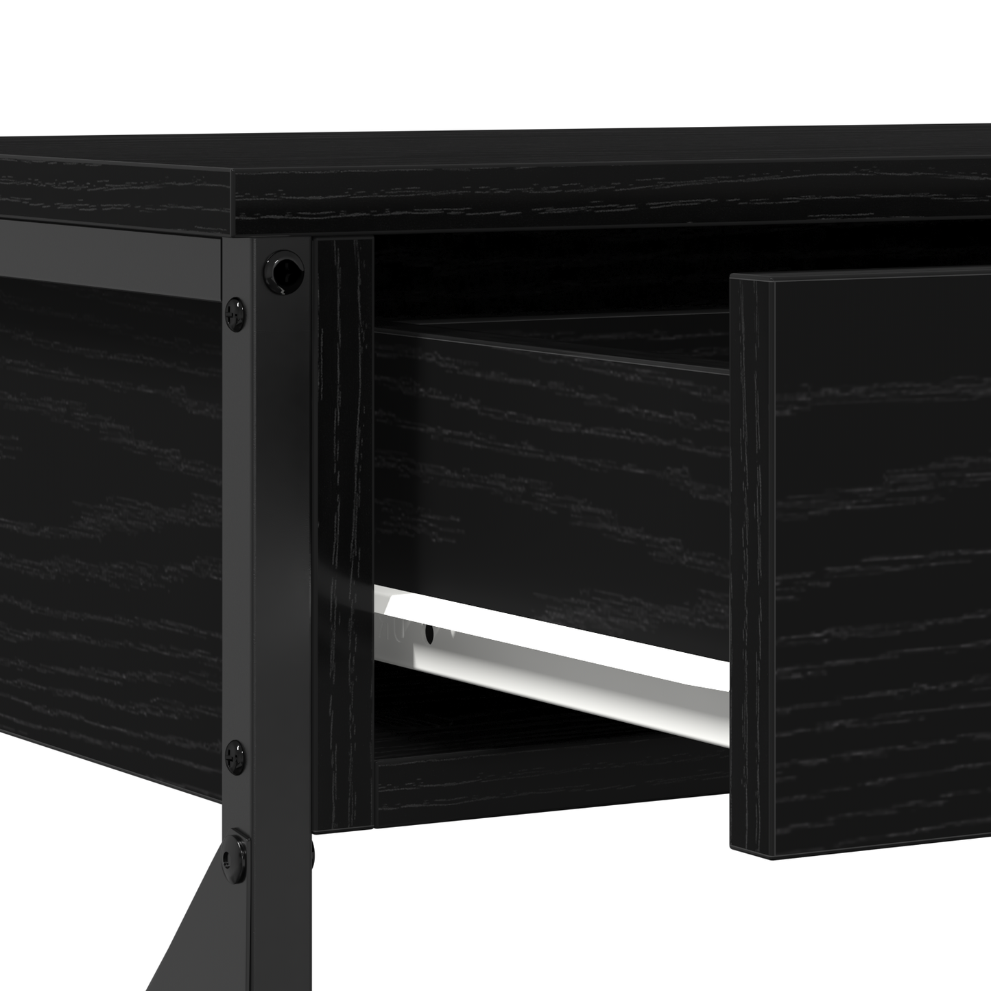 Konsolbord Sort Eg 100X28X75 Cm Konstrueret Træ & Stål