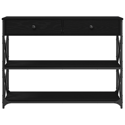Konsolbord Sort Eg 100X28X75 Cm Konstrueret Træ & Stål