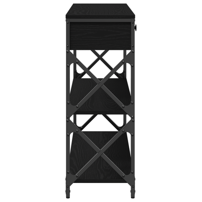 Konsolbord Sort Eg 100X28X75 Cm Konstrueret Træ & Stål