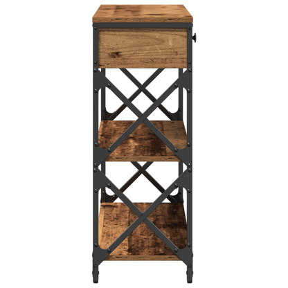 Konsolbord Gammelt Træ 75X28X75 Cm Ingeniørtræ Og Stål