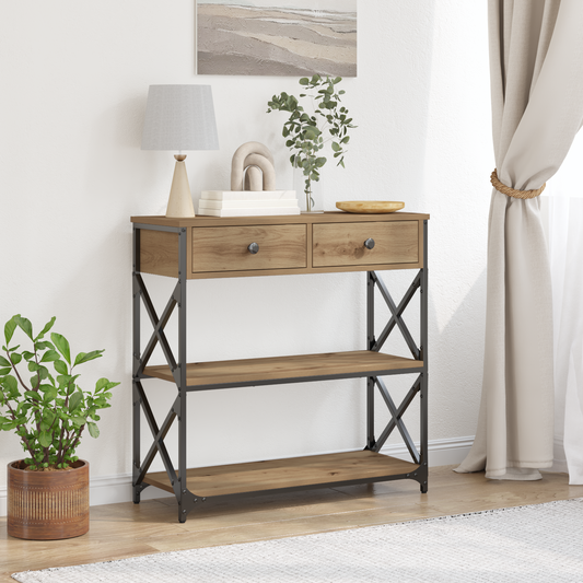 Konsolbord Artisan Eg 75X28X75 Cm Ingeniørtræ Og Stål