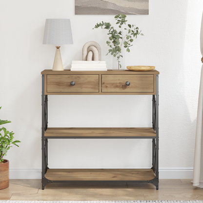 Konsolbord Artisan Eg 75X28X75 Cm Ingeniørtræ Og Stål