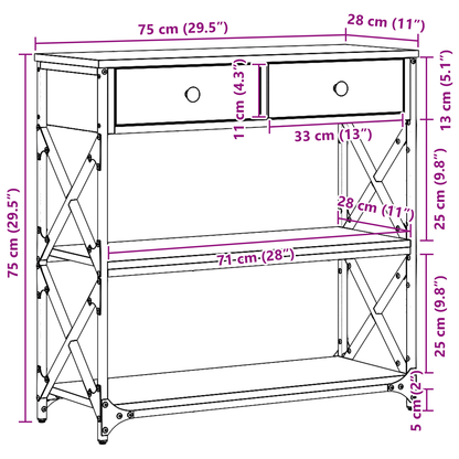 Konsolbord Artisan Eg 75X28X75 Cm Ingeniørtræ Og Stål