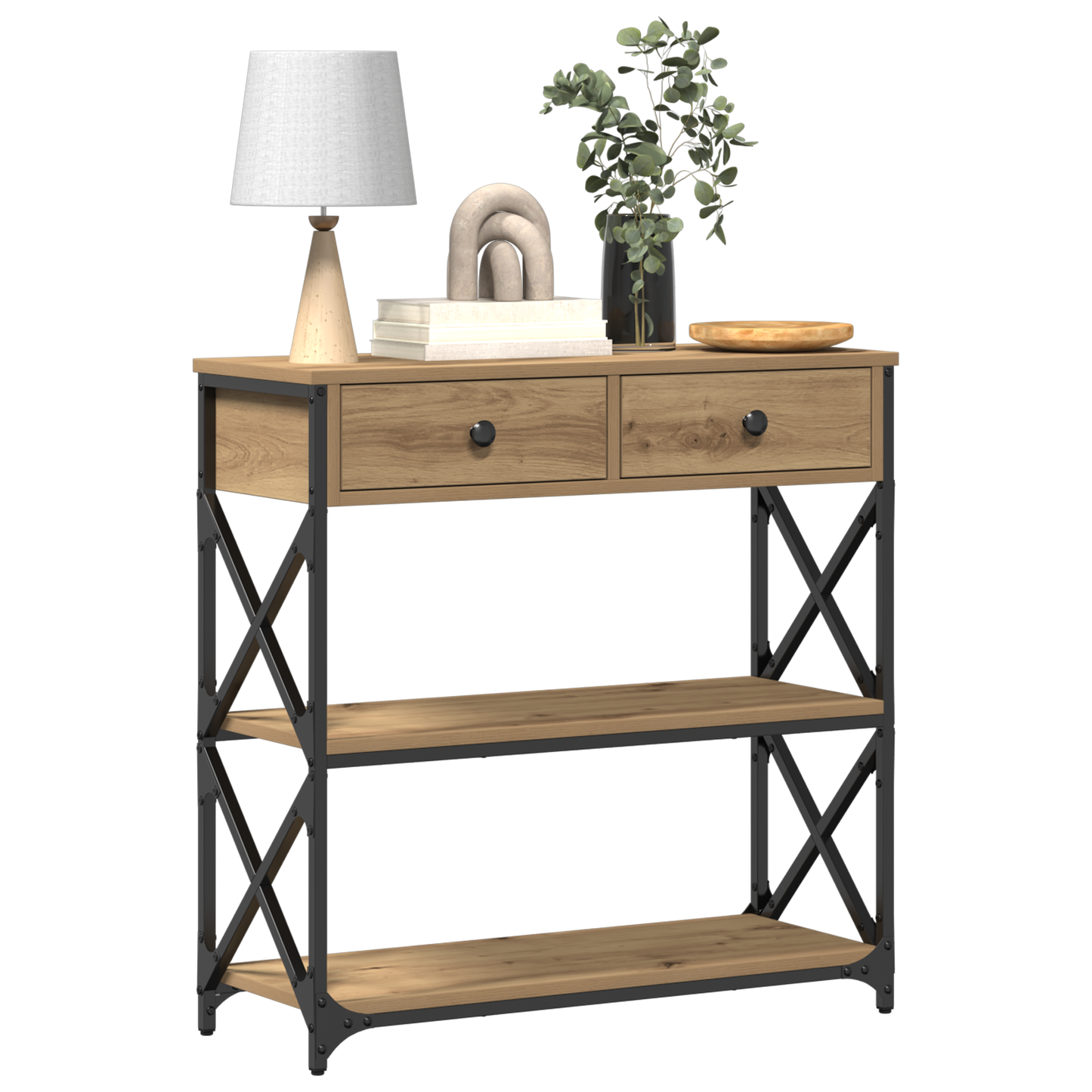 Konsolbord Artisan Eg 75X28X75 Cm Ingeniørtræ Og Stål