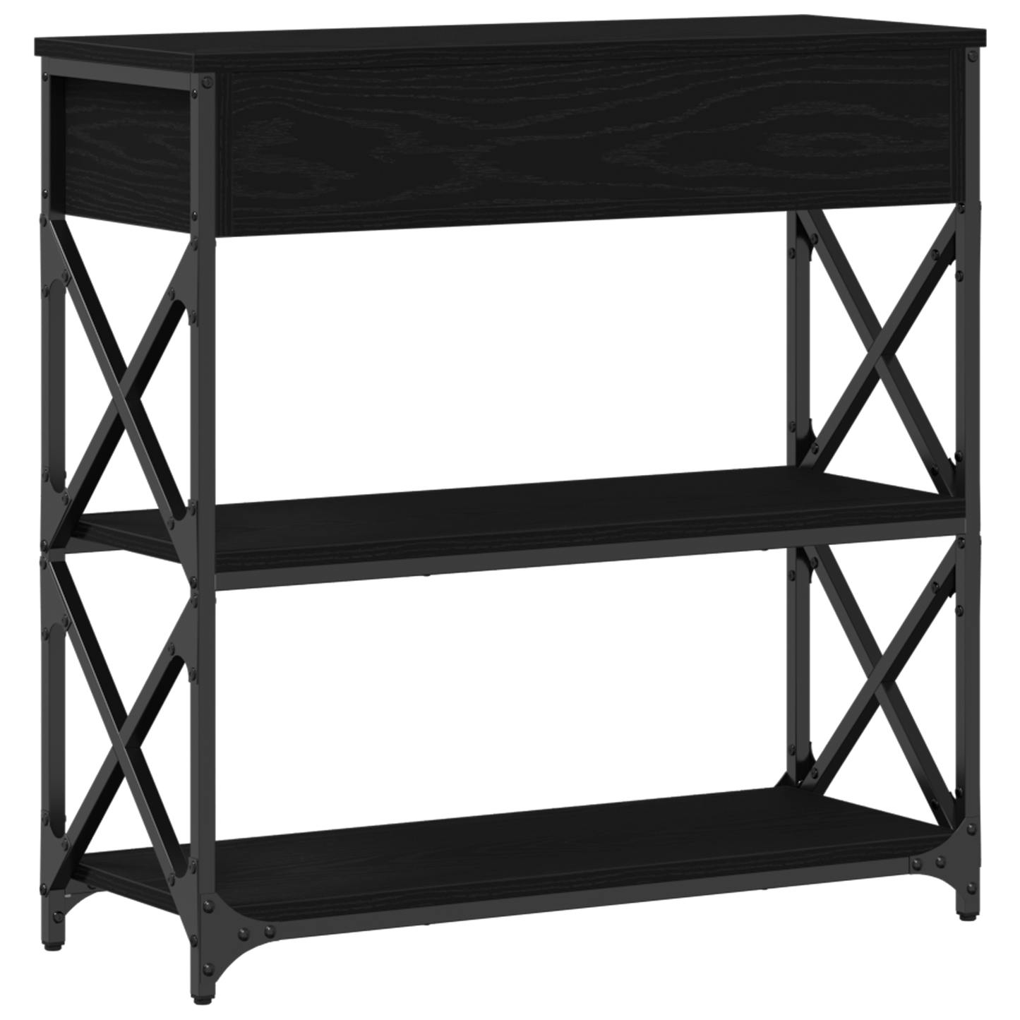 Konsolbord Sort Eg 75X28X75 Cm Konstrueret Træ Og Stål