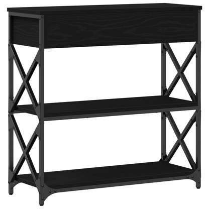 Konsolbord Sort Eg 75X28X75 Cm Konstrueret Træ Og Stål