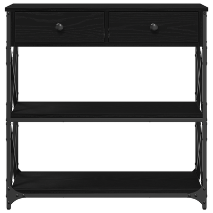Konsolbord Sort Eg 75X28X75 Cm Konstrueret Træ Og Stål