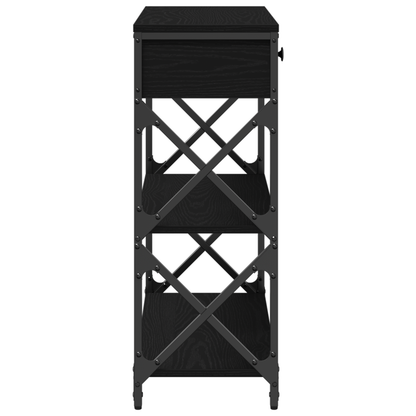Konsolbord Sort Eg 75X28X75 Cm Konstrueret Træ Og Stål