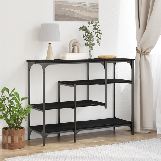 Konsolbord Sort Eg 100X35X75 Cm Ingeniørt Træ Og Stål