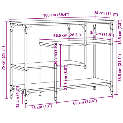 Konsolbord Sort Eg 100X35X75 Cm Ingeniørt Træ Og Stål
