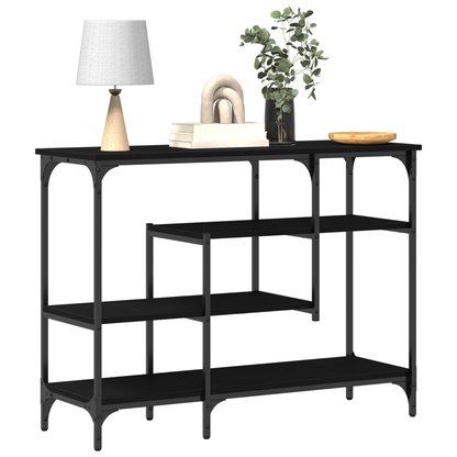 Konsolbord Sort Eg 100X35X75 Cm Ingeniørt Træ Og Stål