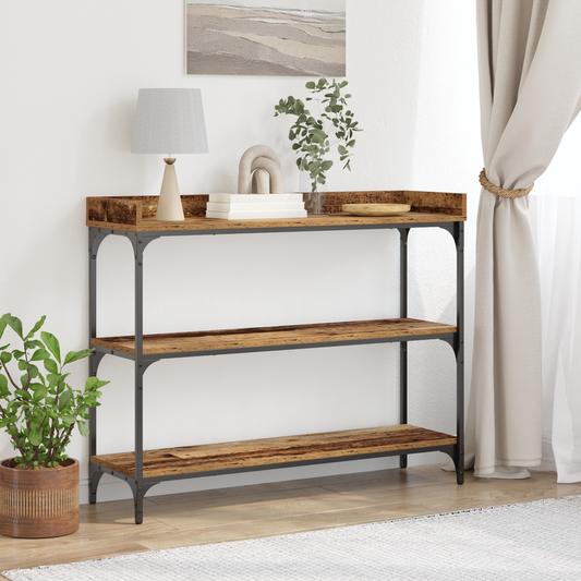 Konsolbord Gammelt Træ 100X30X80 Cm Ingeniørtræ Og Stål