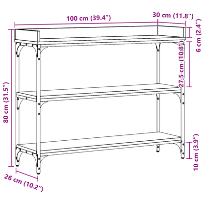 Konsolbord Gammelt Træ 100X30X80 Cm Ingeniørtræ Og Stål