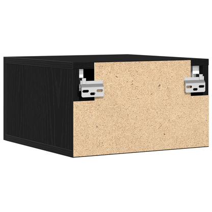 Sengbord Vægmonteret Sort Eg 35X35X20 Cm