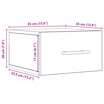Sengbord Vægmonteret Sort Eg 35X35X20 Cm