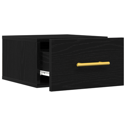 Natborde 2 Stk Væghængt Sort Eg 35X35X20 Cm