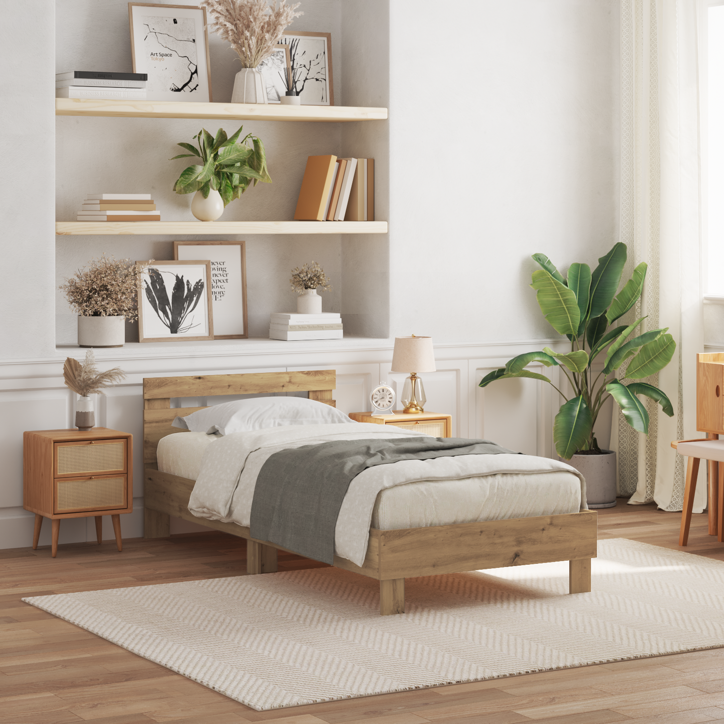 Sengestel Med Hovedgærde Artisan Eg 90 X 200 Cm Konstrueret Træ