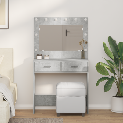 Make-Up Bord Betongrå 78.5 X 41 X 135 Cm Konstrueret Træ