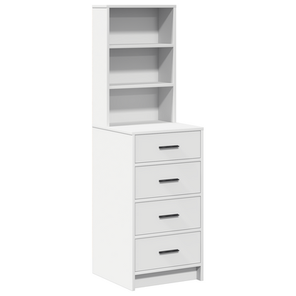 Highboard Med Skuffe Hvid 40 X 41 X 135 Cm Konstrueret Træ