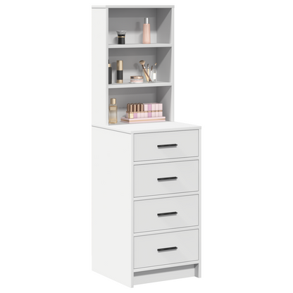 Highboard Med Skuffe Hvid 40 X 41 X 135 Cm Konstrueret Træ