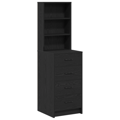 Highboard Med Skuffe Sort Eg 40 X 41 X 135 Cm Konstrueret Træ
