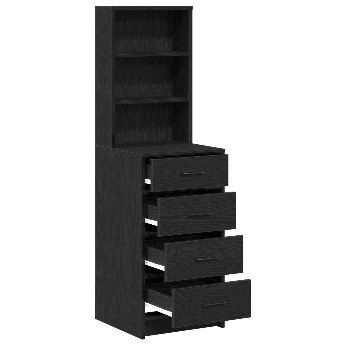 Highboard Med Skuffe Sort Eg 40 X 41 X 135 Cm Konstrueret Træ