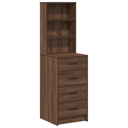 Highboard Med Skuffe Brun Eg 40 X 41 X 135 Cm Konstrueret Træ