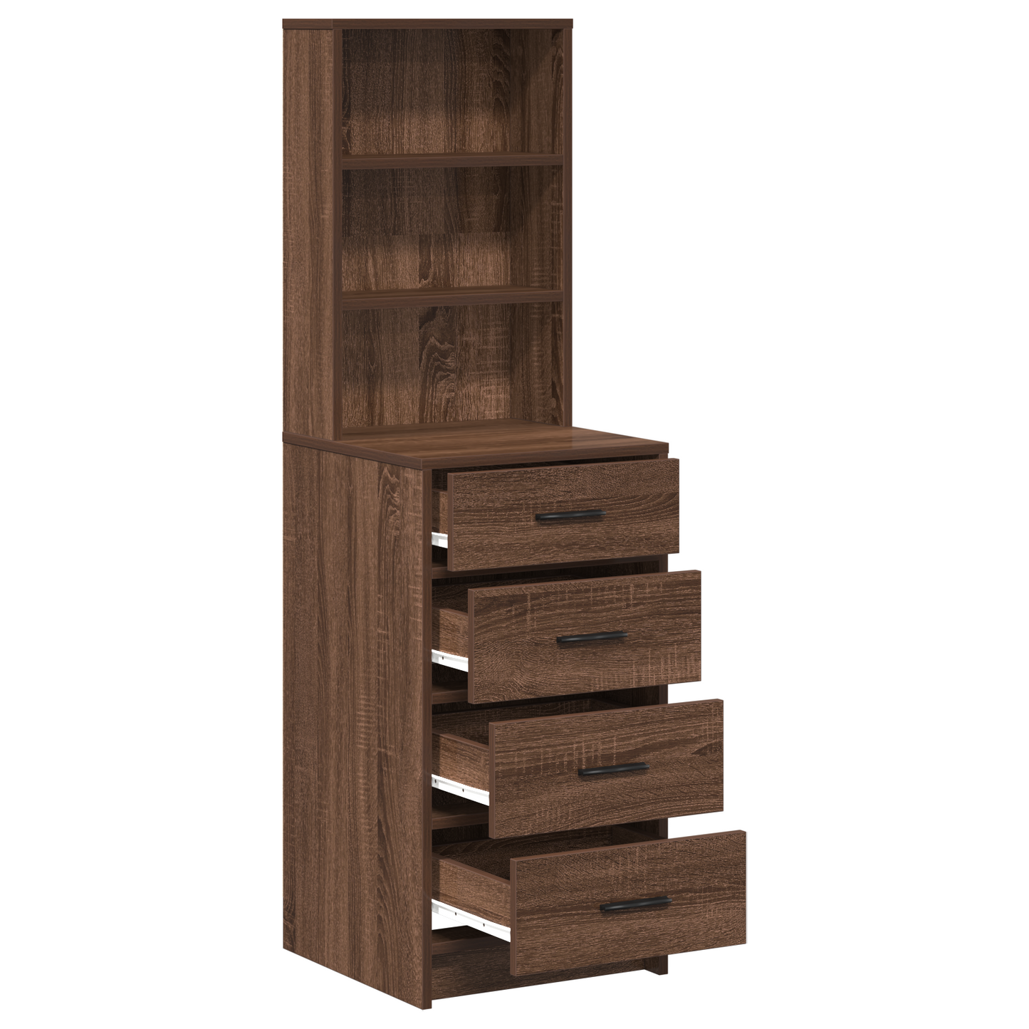 Highboard Med Skuffe Brun Eg 40 X 41 X 135 Cm Konstrueret Træ