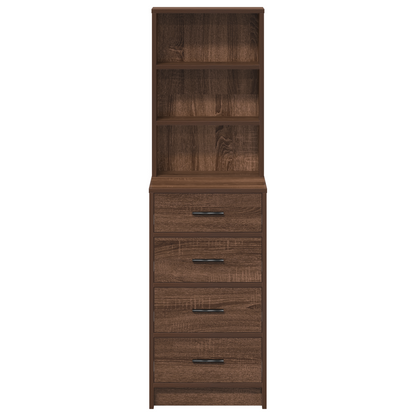 Highboard Med Skuffe Brun Eg 40 X 41 X 135 Cm Konstrueret Træ