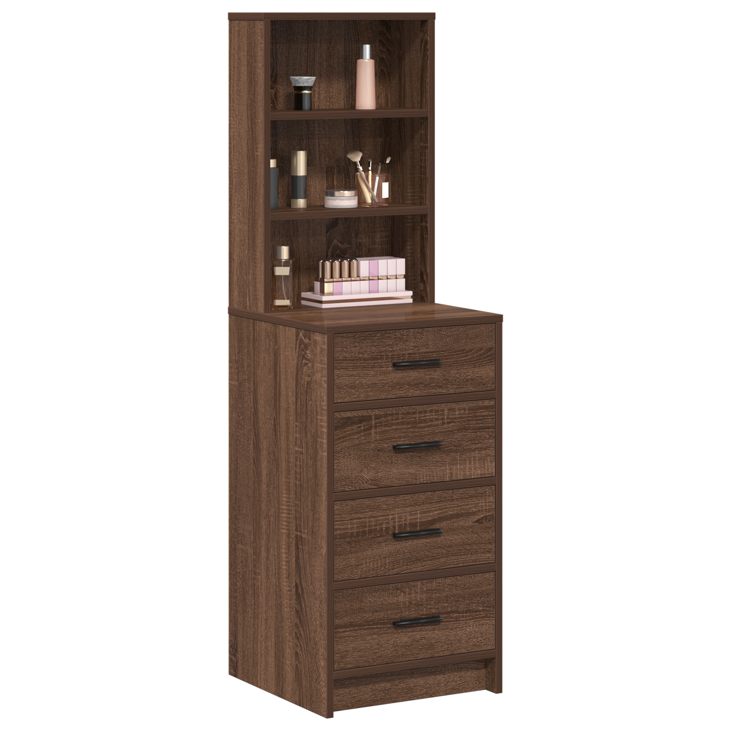 Highboard Med Skuffe Brun Eg 40 X 41 X 135 Cm Konstrueret Træ
