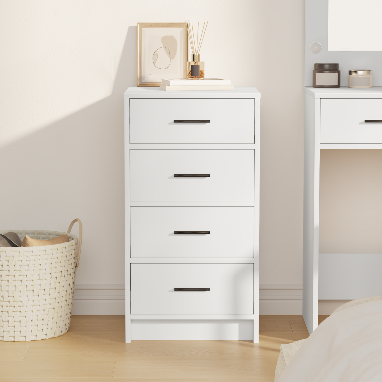 Sideboard Med Skuffe Hvid 40 X 41 X 75 Cm Konstrueret Træ