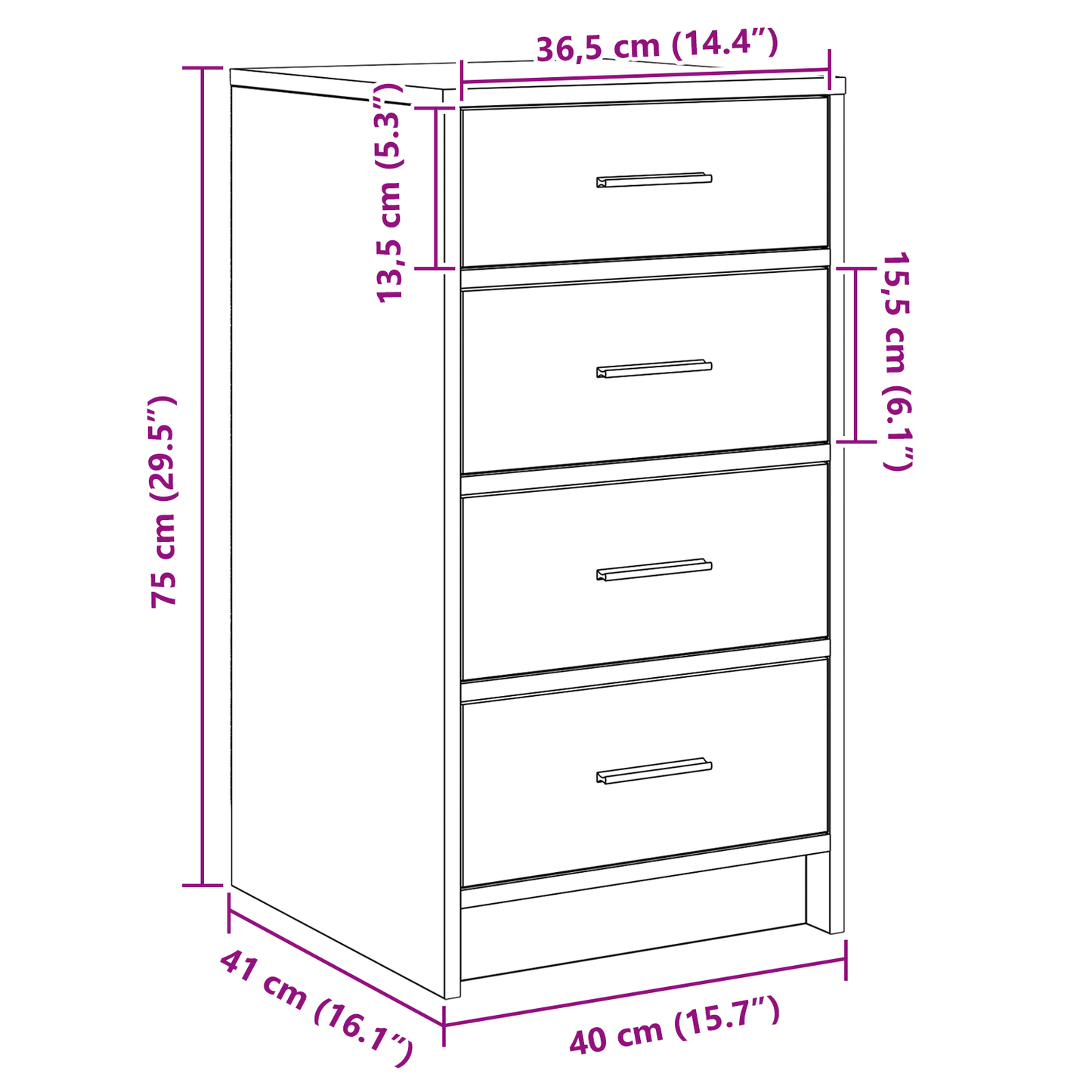 Skænk Sort Eg 40X41X75 Cm Konstrueret Træ