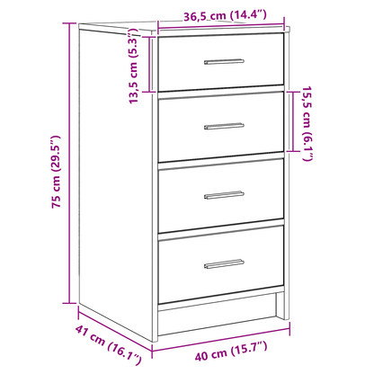 Sideboard Grå Sonoma-Eg 40 X 41 X 75 Cm Konstrueret Træ